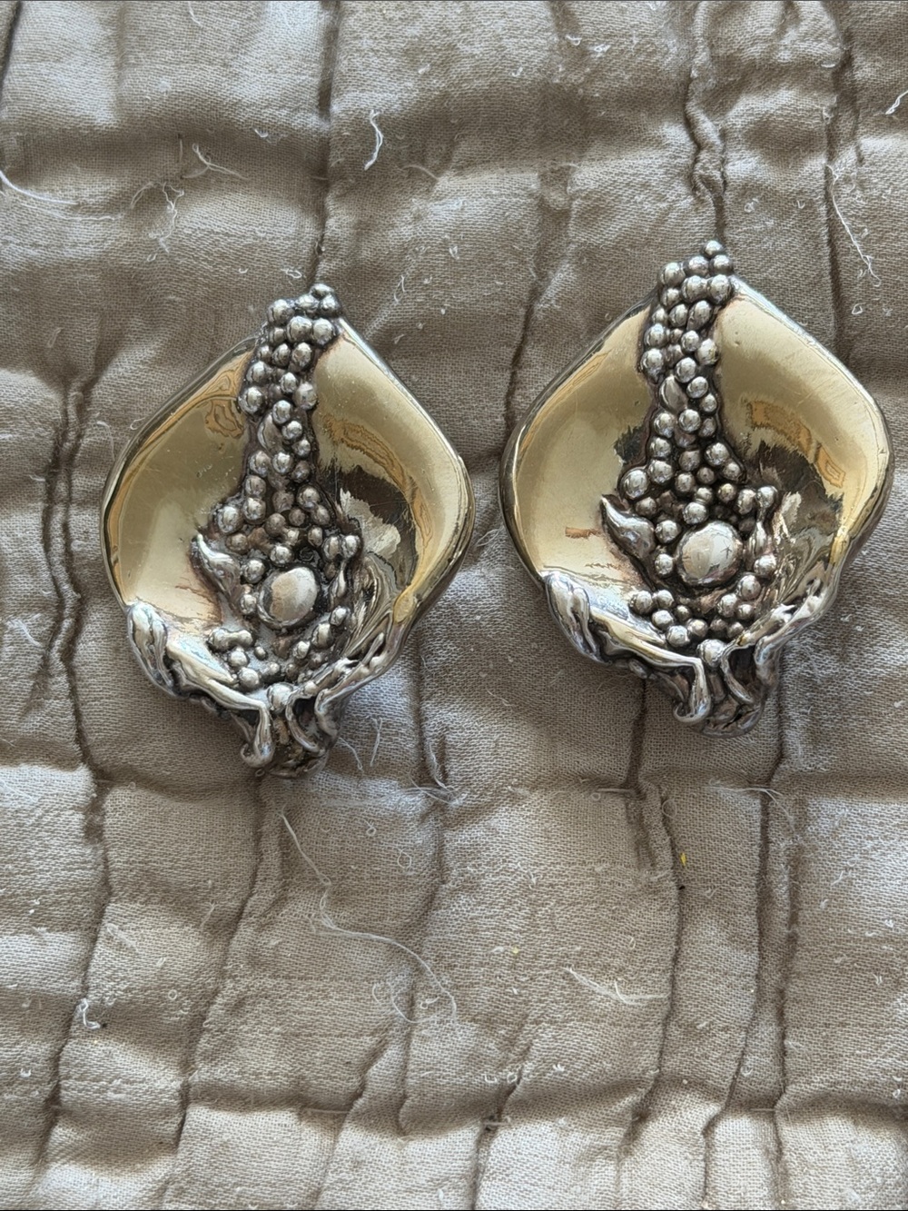 Sterling silver vintage artist made Statement Clip-On Earrings